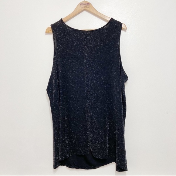 George Black Cowl Neck Silver Sequin Sleeveless Tunic Size 2X - Picture 3 of 10